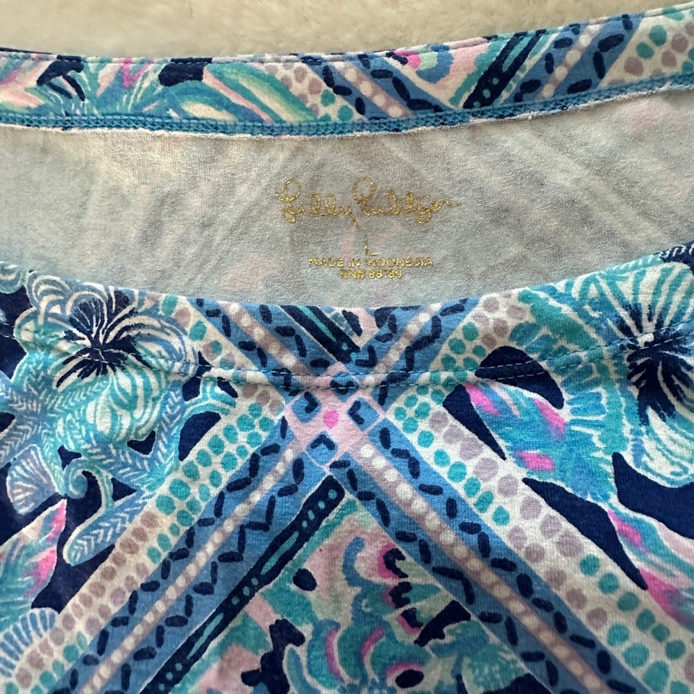 Lilly Pulitzer UPF +50 Sophie Dress Zanzibar Blue Meet Me On The Dock size large - Picture 7 of 9